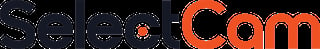 SelectCam logo with gray and orange text on dark background
