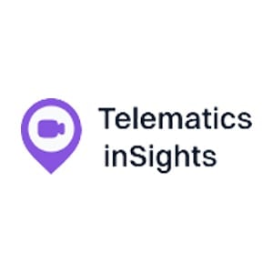Telematics inSights logo with purple location pin containing a video camera icon and text